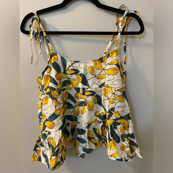 Mine Leaf Baby Doll Tie Top Straps Women’s medium Floral Top NWOT - Picture 3 of 5